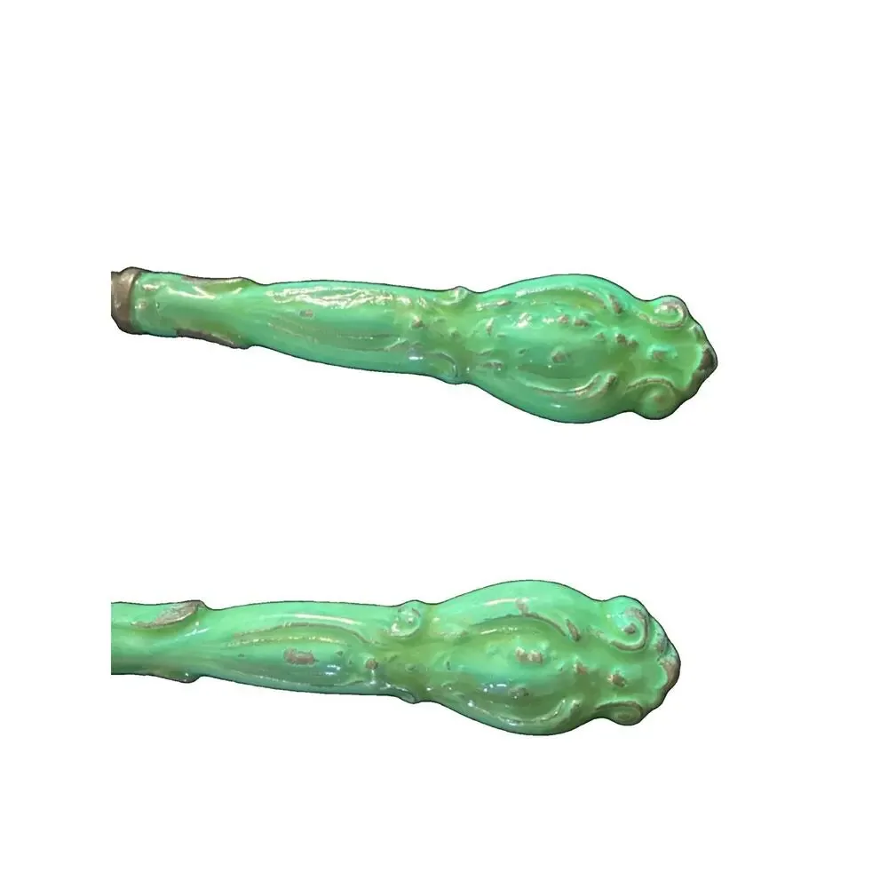 Anthropologie Serving Salad Set Ornate Green/Teal Handles Stainless Steel